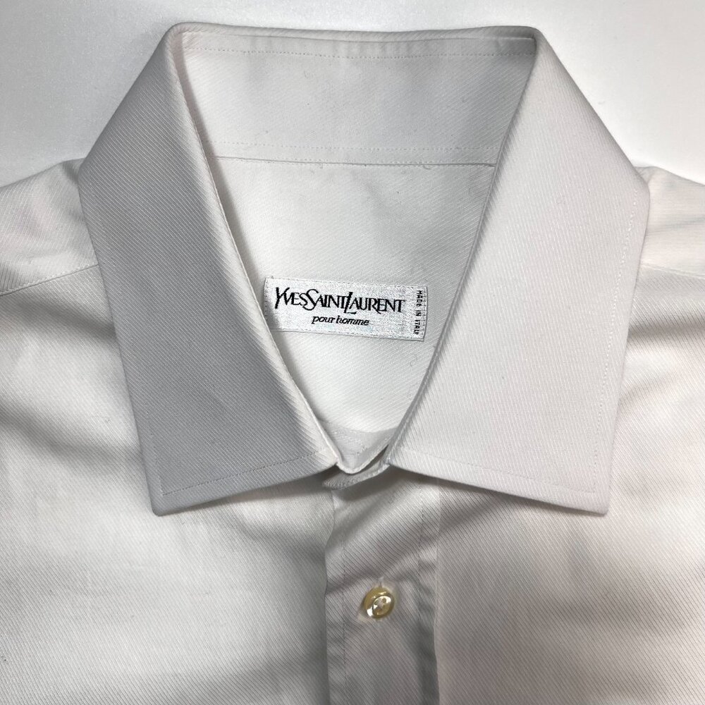 NWOT Yves Saint Laurent Vintage White Dress Shirt 100% Cotton, Size 17/37